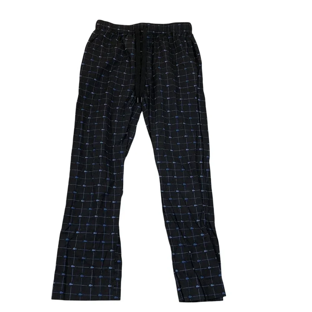 Lacoste Mens Pajama Pants Sleepwear Small Black Pull On Loungewear